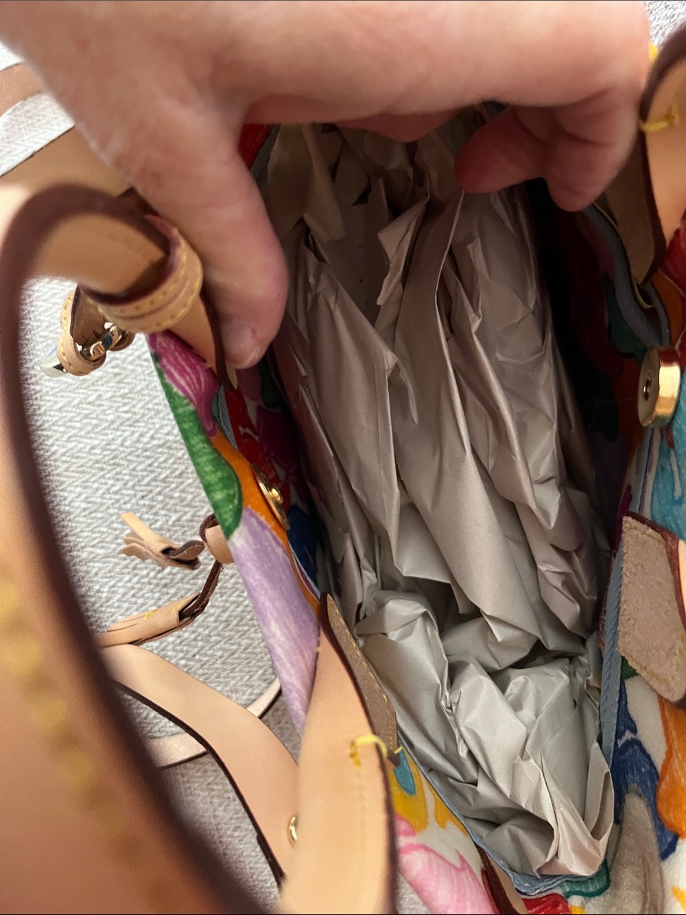 NWT Dooney & Bourke Multicolor Wonder Duck Satchel with Tan Leather Trim - Picture 3 of 11